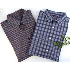 LOT 2 UNTUCKit!🚨Mens 2XL Shirts Long Sleeve Button Wrinkle Plaid 100% Cotton